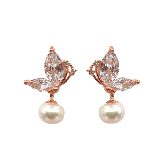 Butterfly pearl earrings