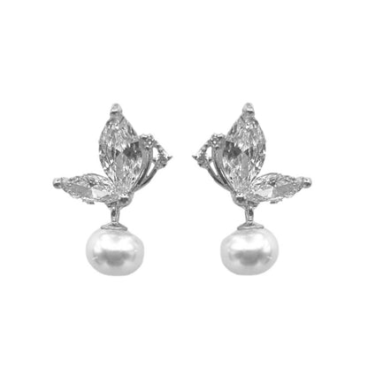 Butterfly pearl earrings