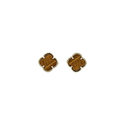 Small Tiger Eye Clover Earrings