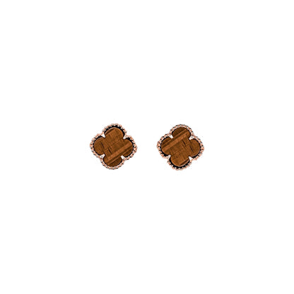 Small Tiger Eye Clover Earrings