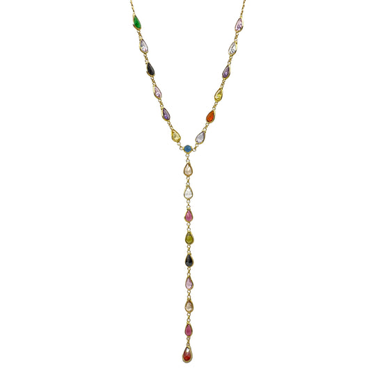 Mixed Color Stone Y Necklace