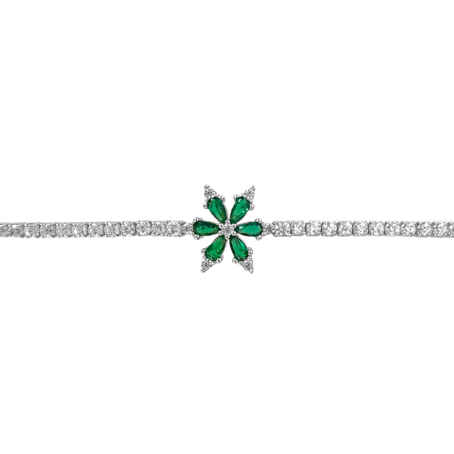 Colorful Stone Flower Tennis Bracelet