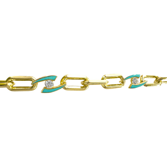 Enamel Design Paperclip Bracelet