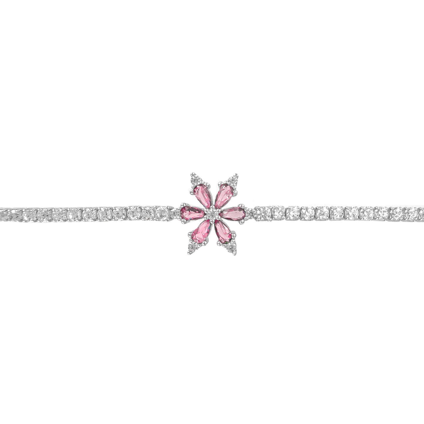 Colorful Stone Flower Tennis Bracelet