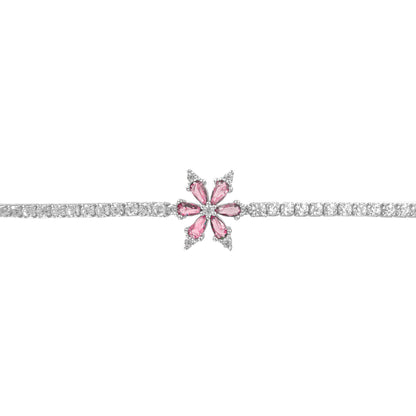 Colorful Stone Flower Tennis Bracelet