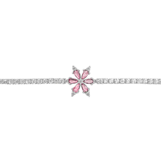 Colorful Stone Flower Tennis Bracelet