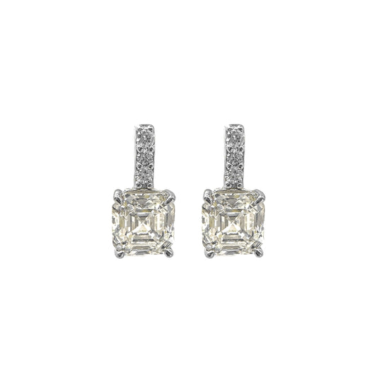 Square Moissanite Earrings with Tiny Stones