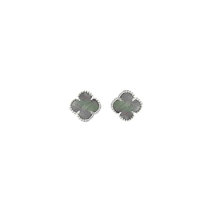 Small Anthracite Mother of Pearl Clover Earrings