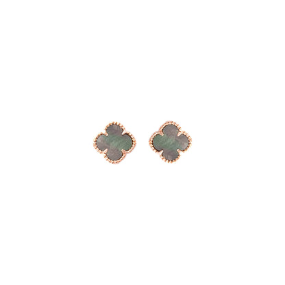 Small Anthracite Mother of Pearl Clover Earrings