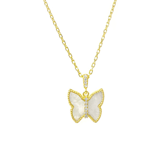 Mother of Pearl Butterfly Necklace