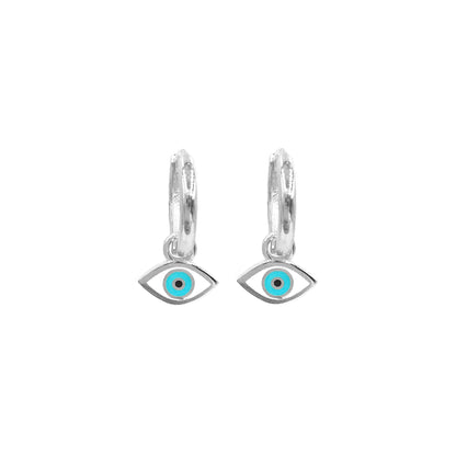 Enameled Eye Hoop Earrings