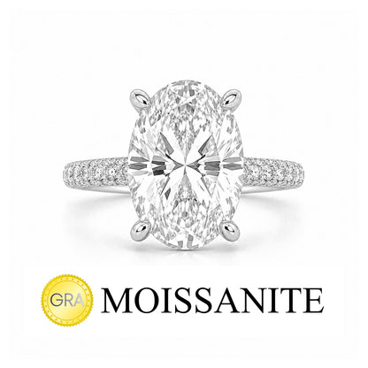 Oval Moissanite Ring with Side Stones