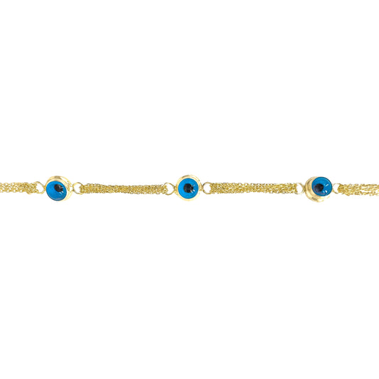 Triple Evil Eye Chain Hollow Bracelet