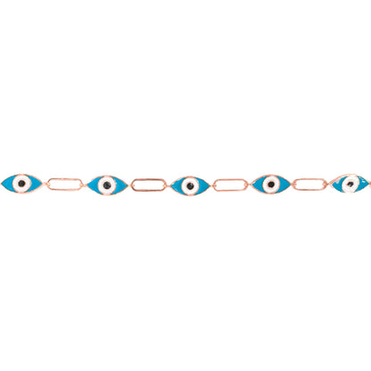 Blue Enameled Eye Paperclip Bracelet