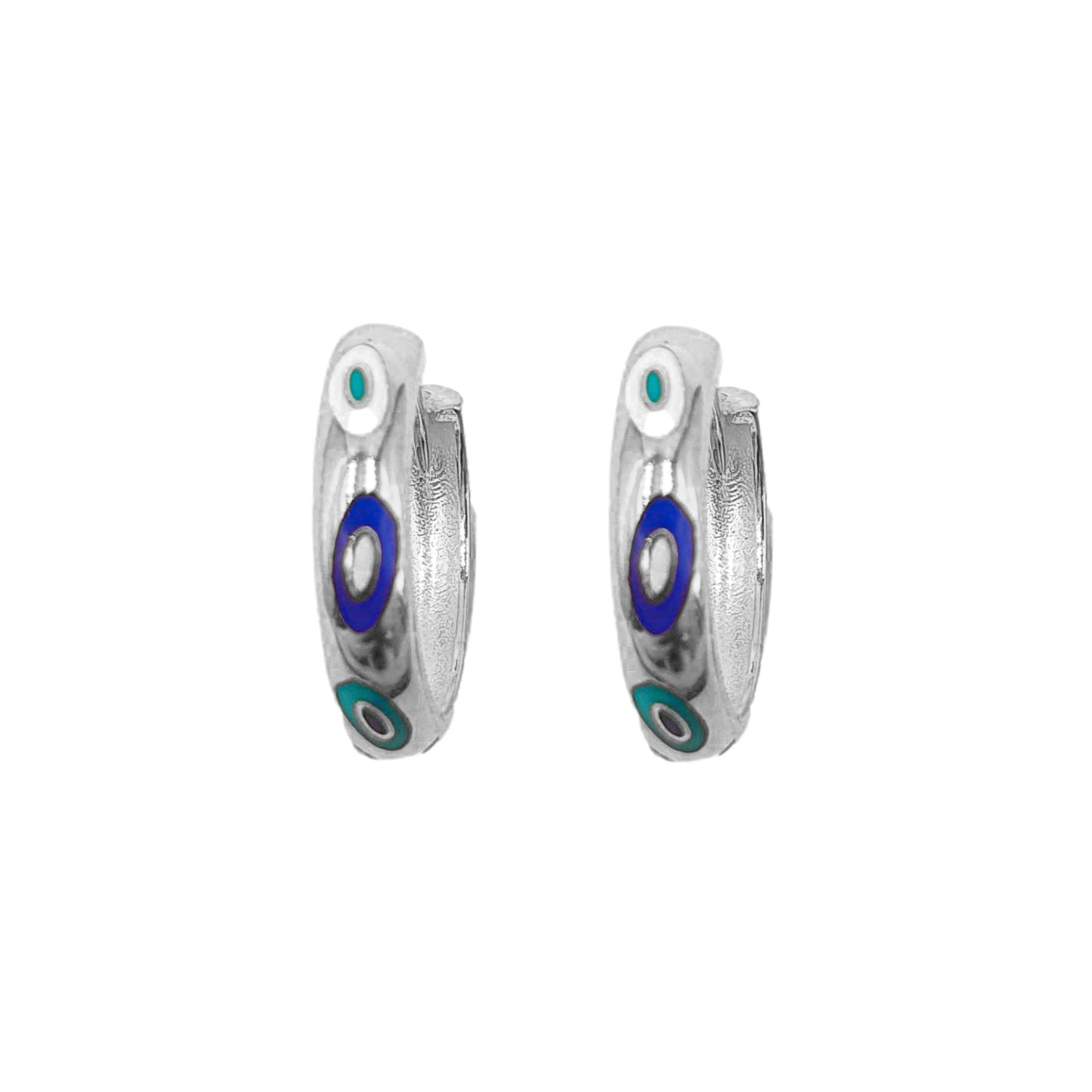 Evil Eye Domed Hoop Earrings