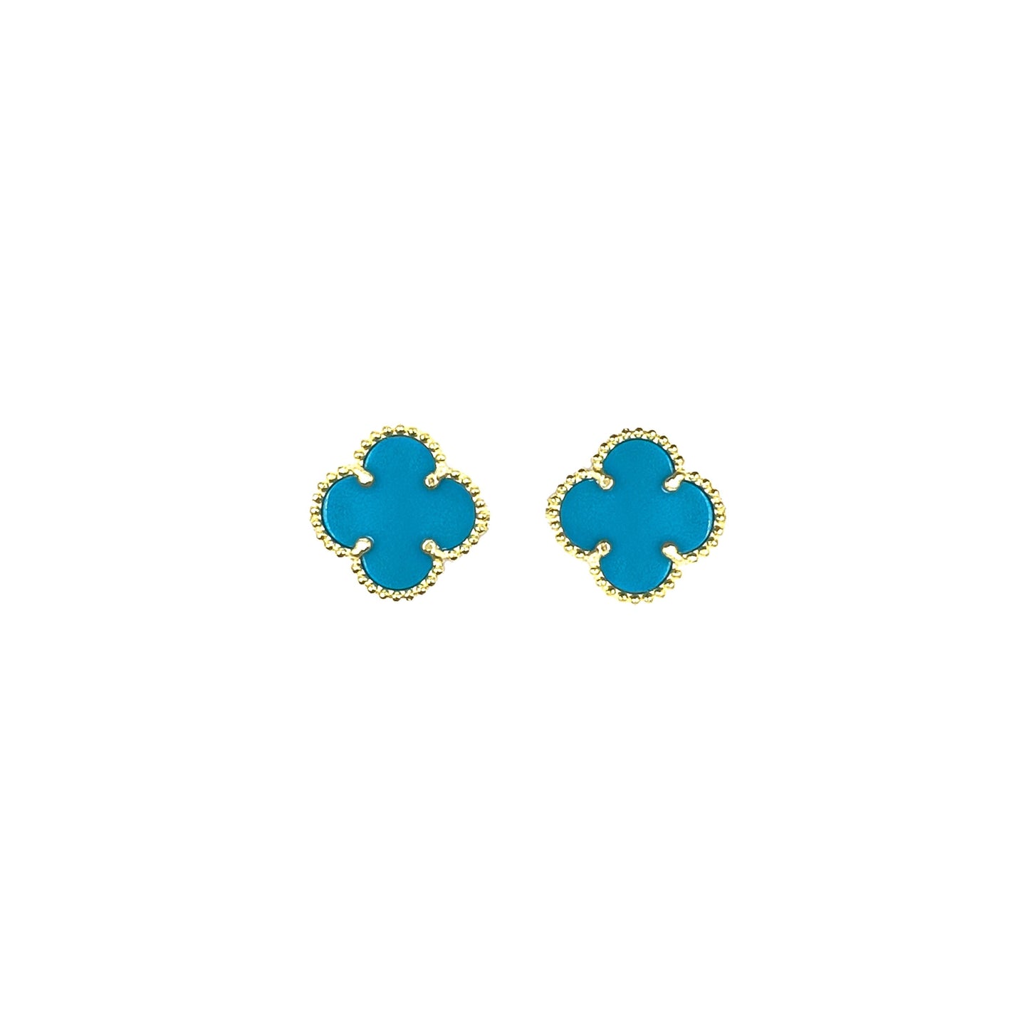 Small Blue Clover Earrings