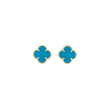 Small Blue Clover Earrings