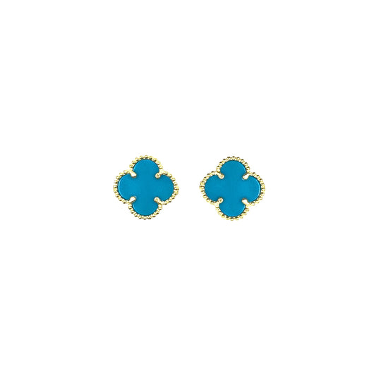 Small Blue Clover Earrings