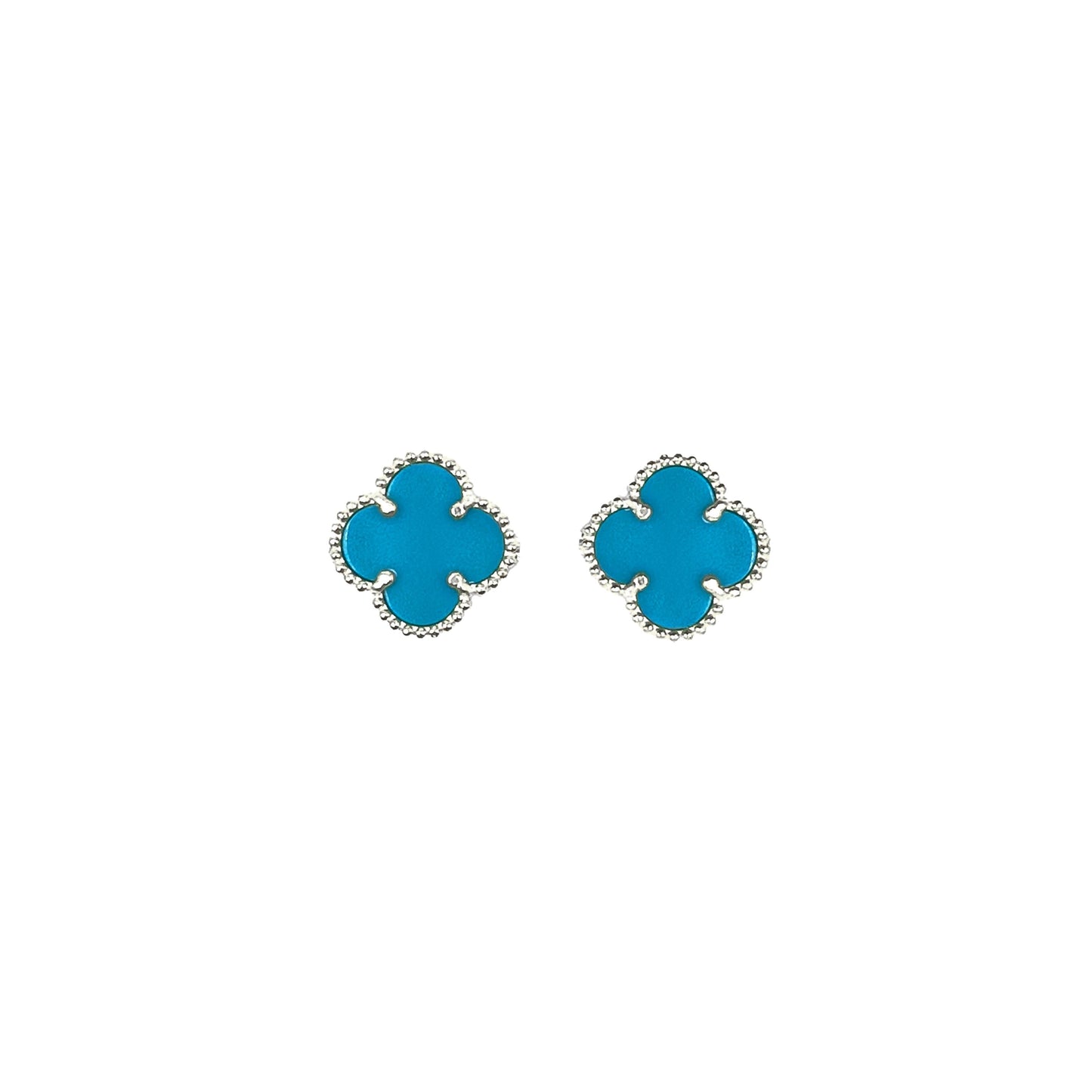 Small Blue Clover Earrings