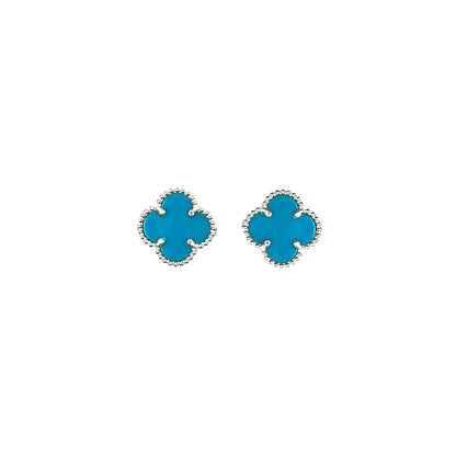 Small Blue Clover Earrings