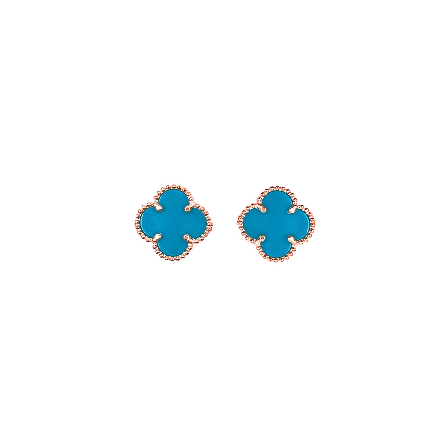 Small Blue Clover Earrings