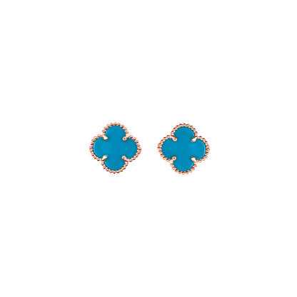 Small Blue Clover Earrings