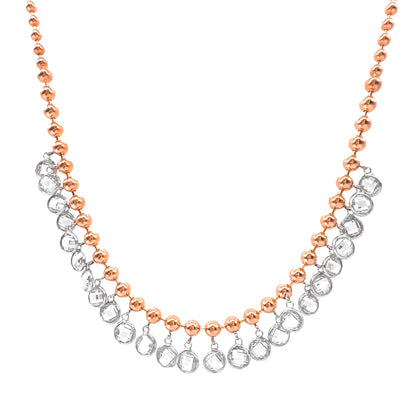 Ball Chain Pendant Round Stone Necklace
