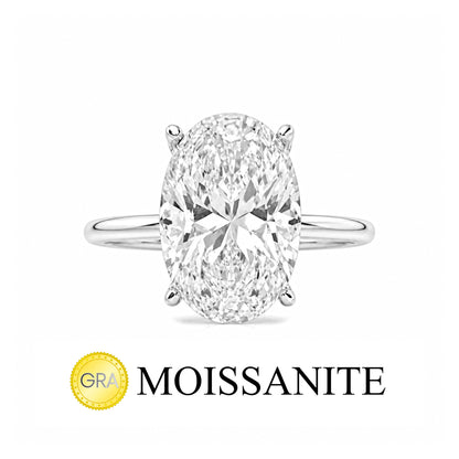 Moissanite Long Oval Solitaire Ring