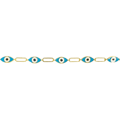 Blue Enameled Eye Paperclip Bracelet