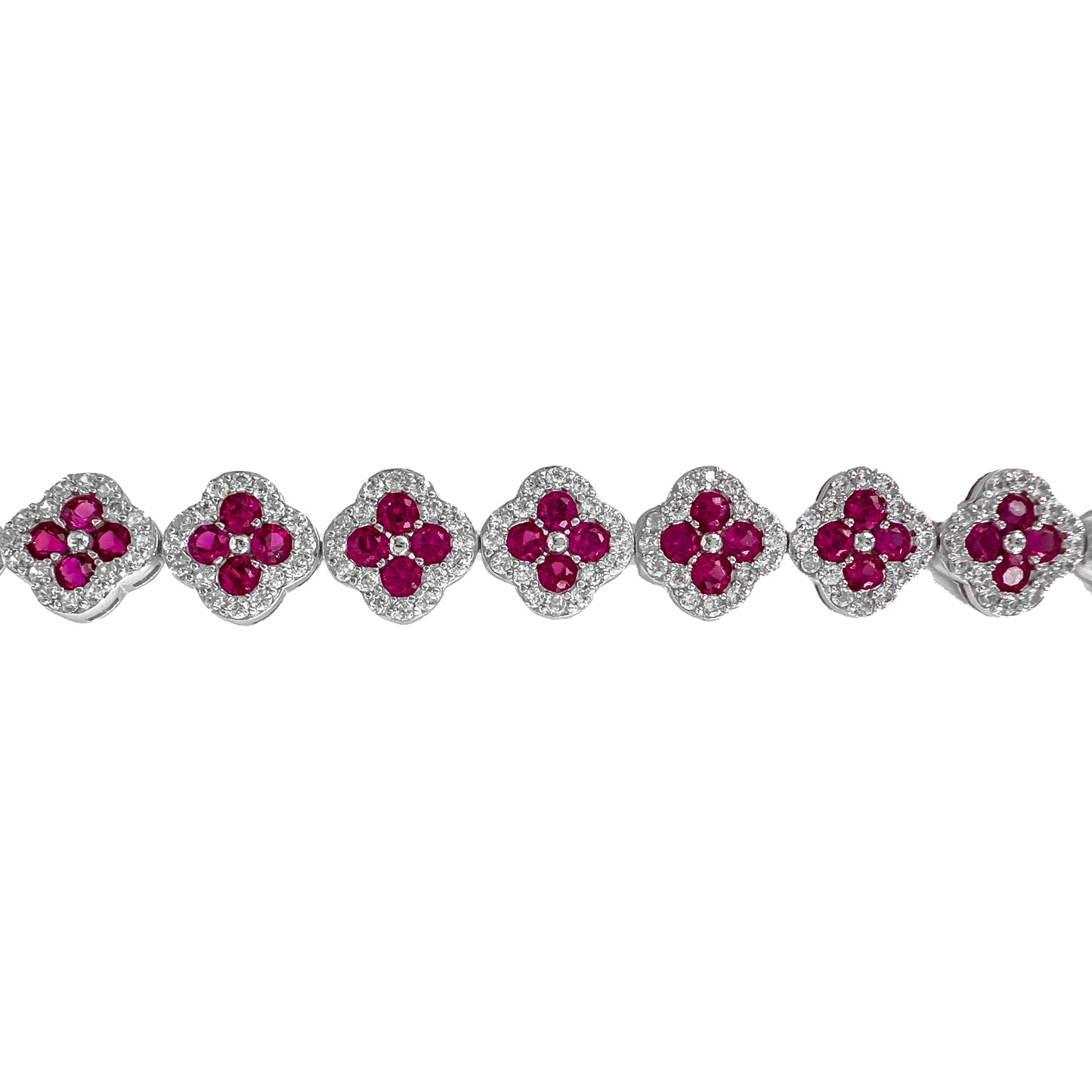 Fuchsia Clover Stone Bracelet