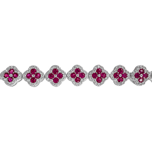 Fuchsia Clover Stone Bracelet