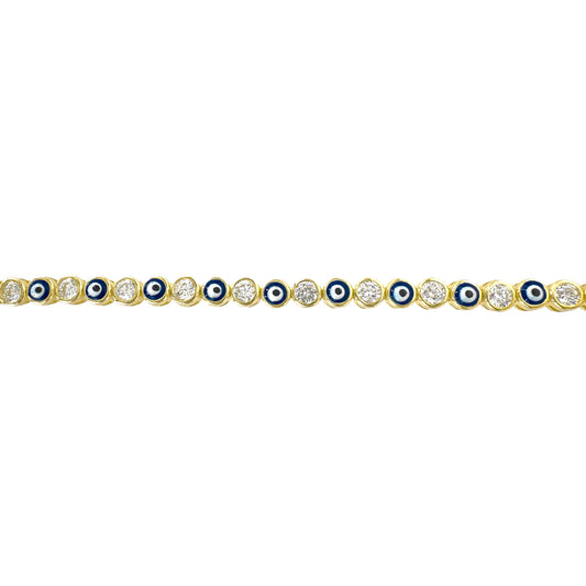 Evil Eye Bracelet with Enameled Stones