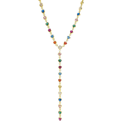 Heart Model Colorful Stone Y Necklace