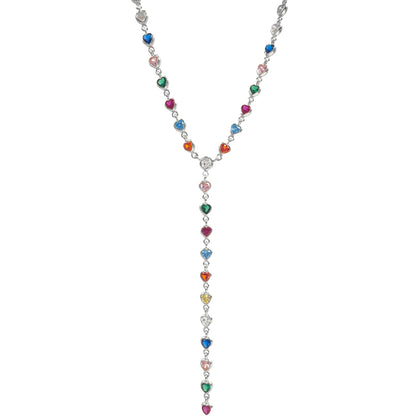 Heart Model Colorful Stone Y Necklace