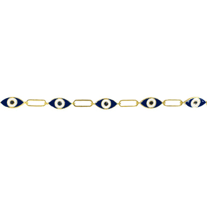 Dark Blue Enameled Eye Clip Bracelet