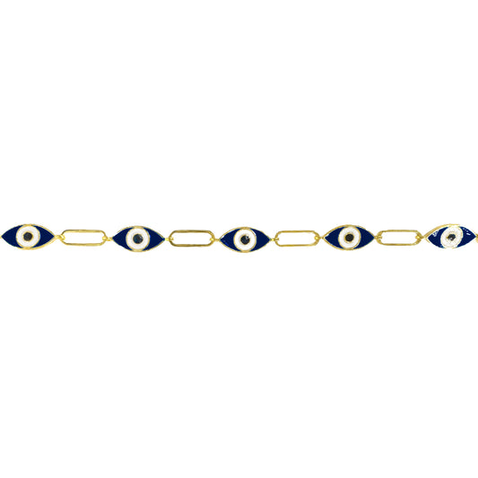 Dark Blue Enameled Eye Clip Bracelet