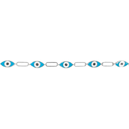 Blue Enameled Eye Paperclip Bracelet
