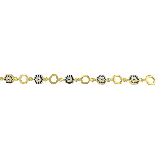 Hexagonal Model Stone Evil Eye Bracelet