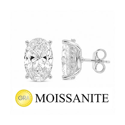 Oval Moissanite Earrings with Stone Setting