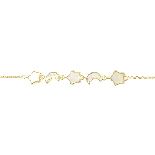 Moon and Star Mother of Pearl Bracelet