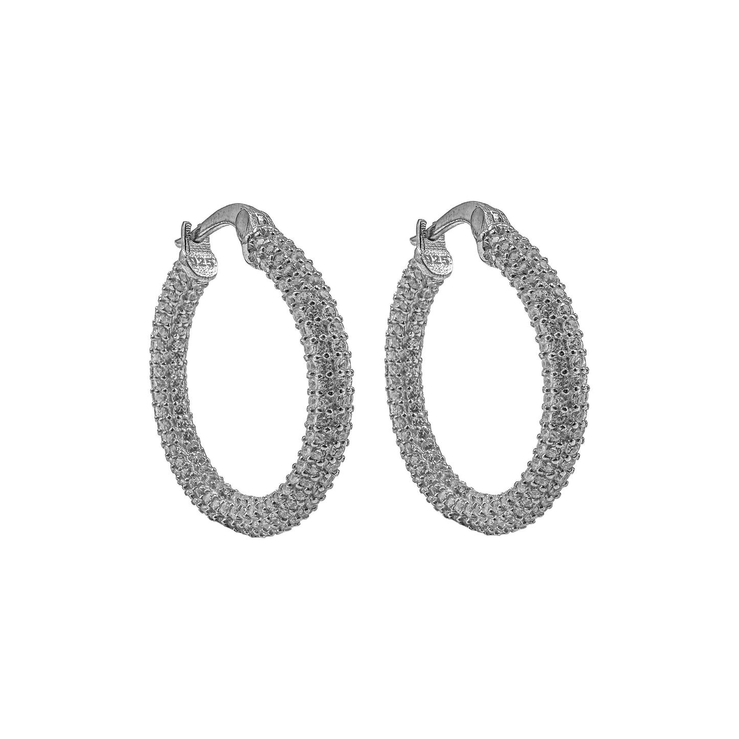 Large Multi-Row Stone Earrings