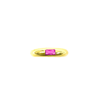 Single Baguette Pink Stone Ring