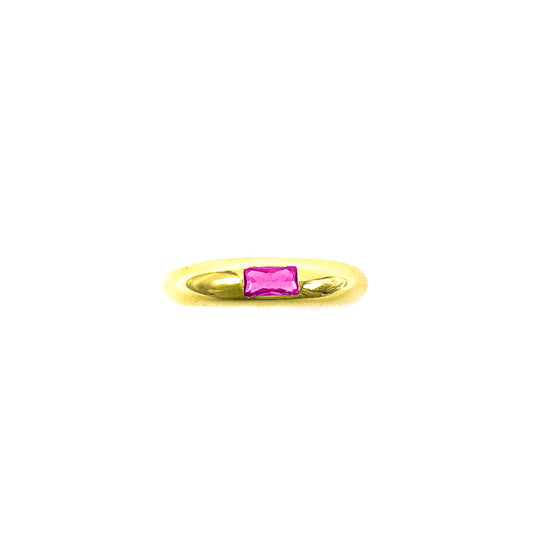 Single Baguette Pink Stone Ring