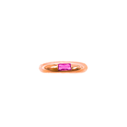 Single Baguette Pink Stone Ring