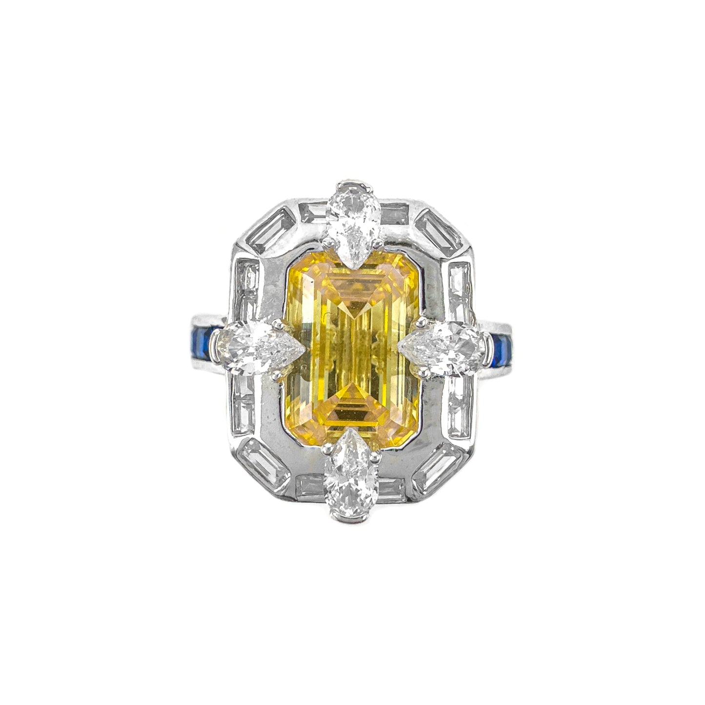 Yellow Emerald Cut Stone Ring