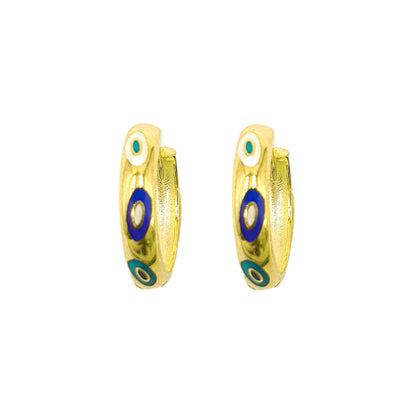 Evil Eye Domed Hoop Earrings