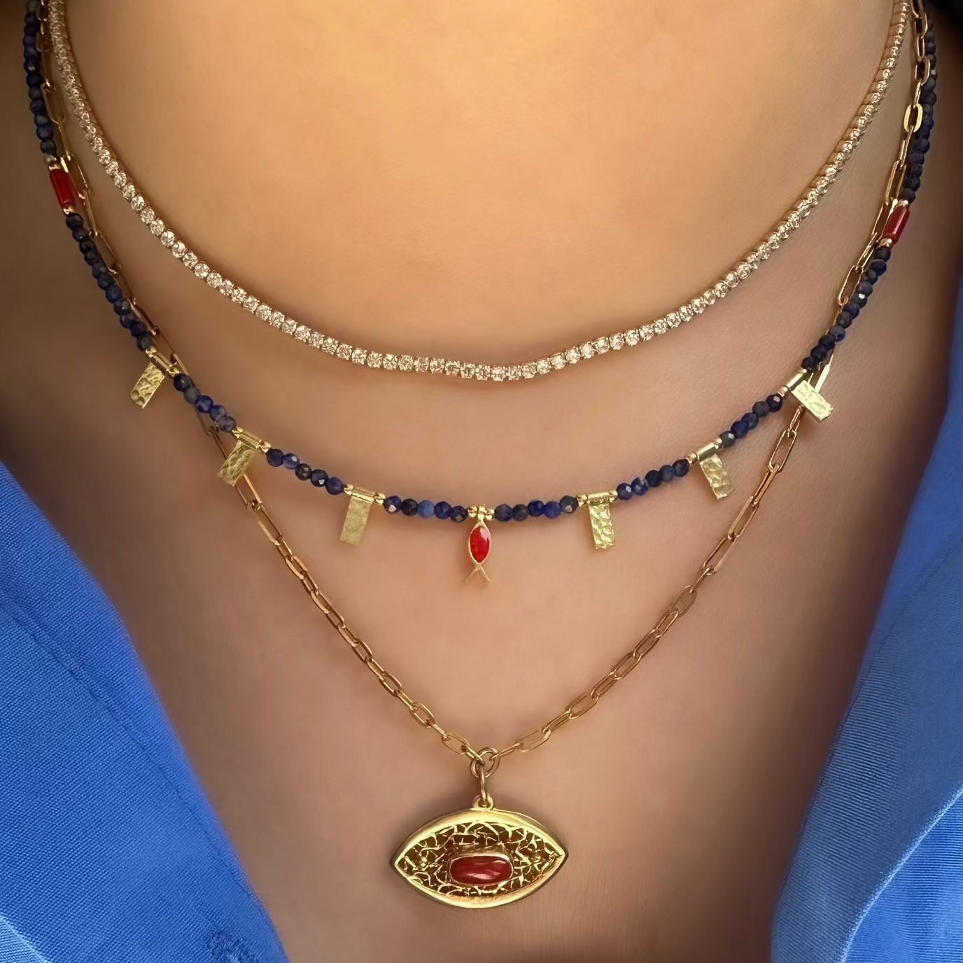 Navy Blue Natural Stone Necklace