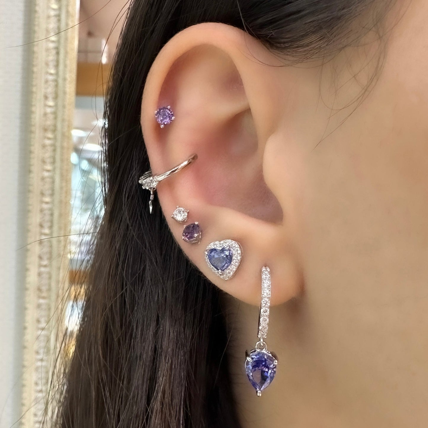 Tanzanite Stone Heart Pin Earring