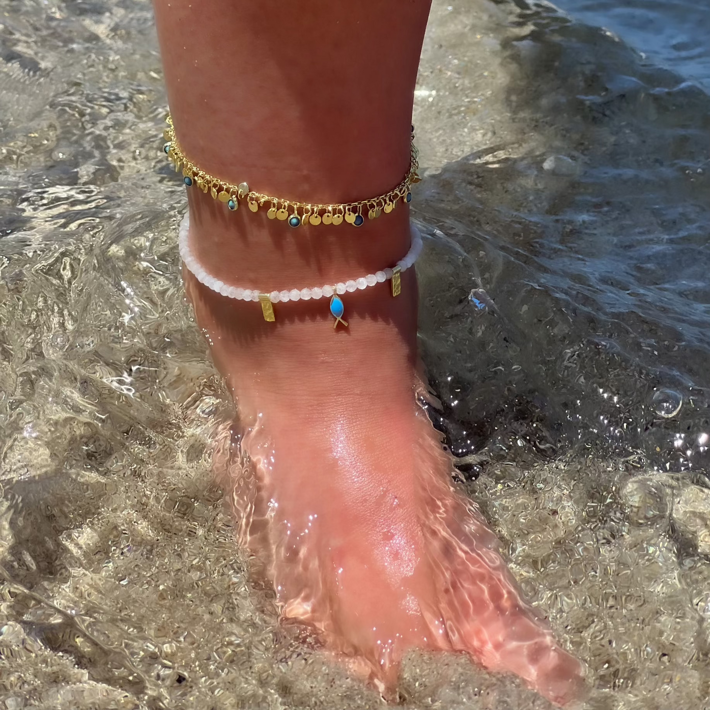 Sequined Blue Anklet