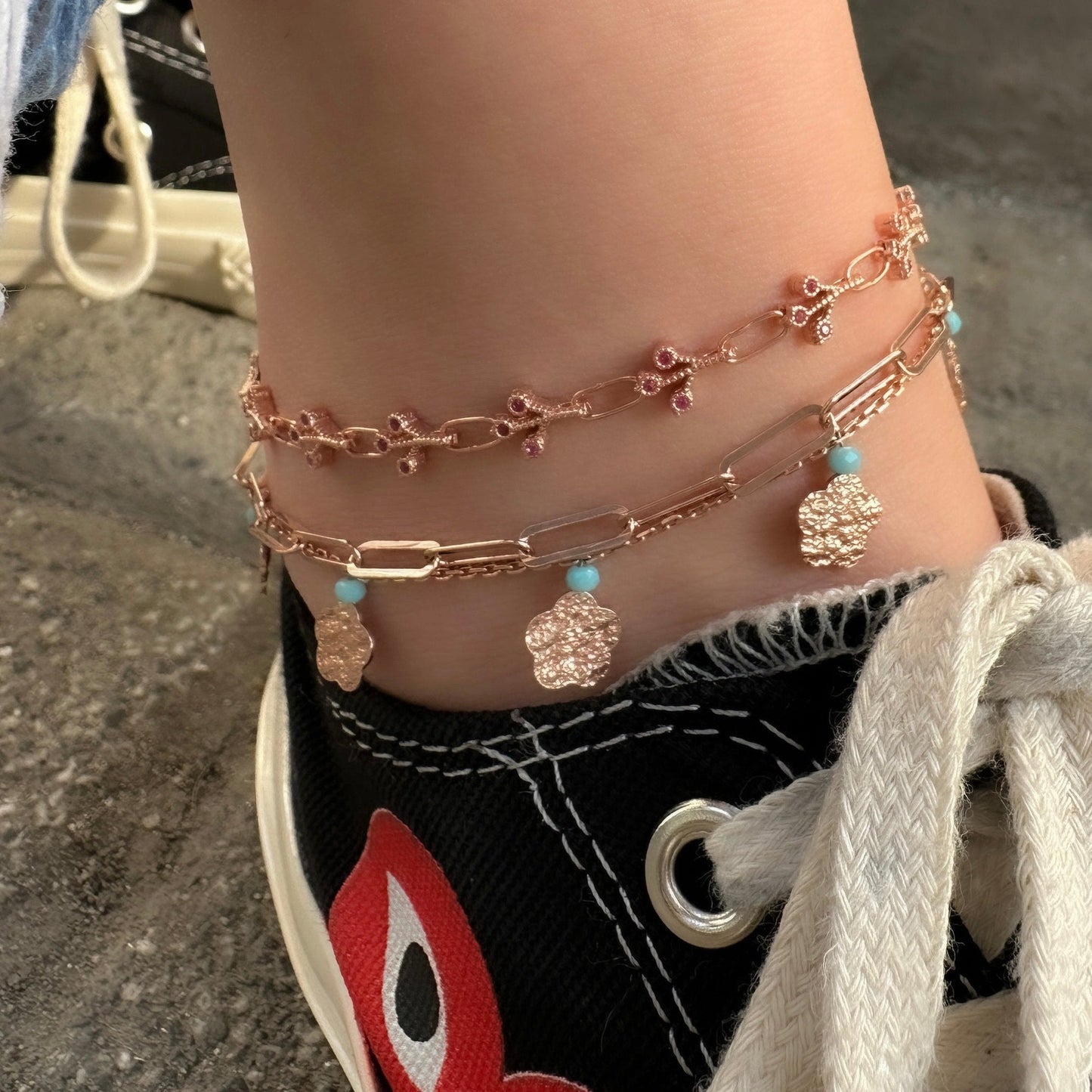 Fuchsia Stone Anklet